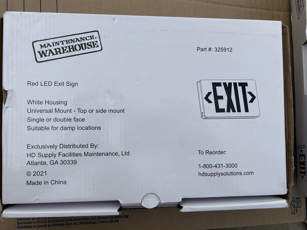 Red LED Energy Efficient Exit Sign AC/DC Battery Backup Universal Mount New