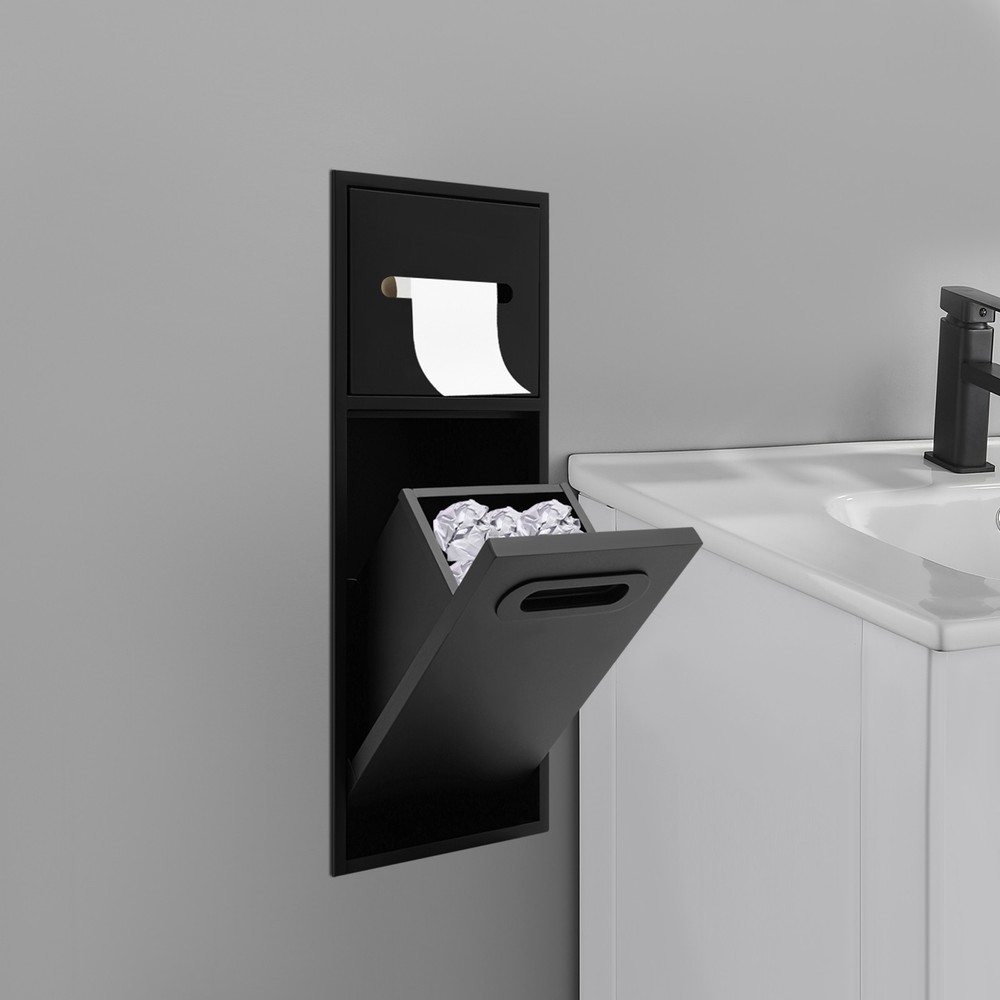 Rectangle Hidden Bathroom Trash Can Cabinet - Modern Space-Saving Design