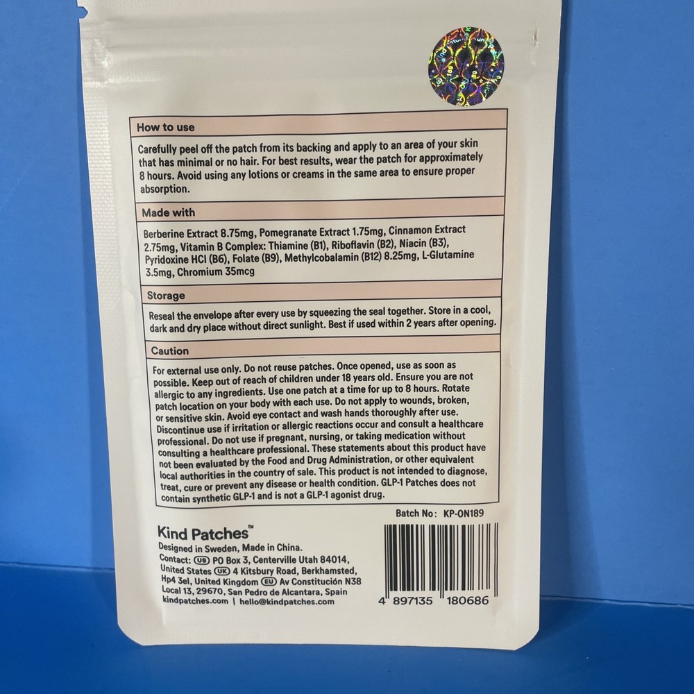 Kind Patches Berberine 30 Pack | Herbal Supplement Patch