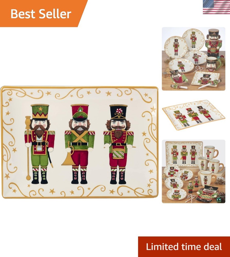 Multicolor Nutcracker Rectangular Serving Platter - Perfect for Holiday Meals