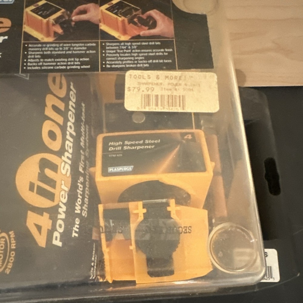 Plasplugs DSF425US 4-in-One Power Sharpener for Knife, Scissor, Chisel, Drill