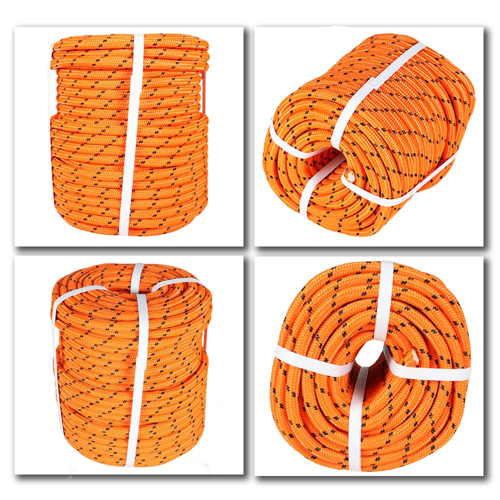 1/2"×200' Bull Rope Double Braid Polyester Rope 6180Lbs Breaking Strength Orange