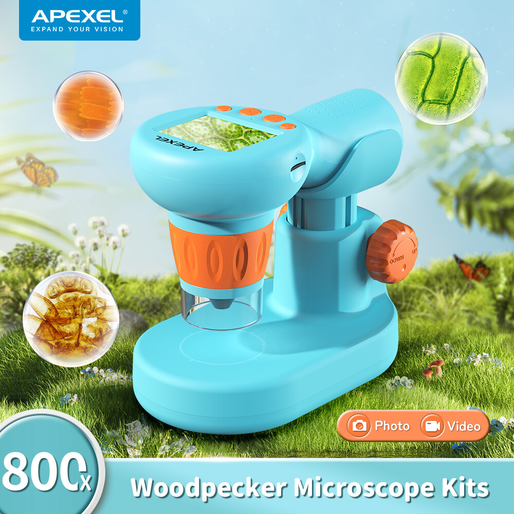 APEXEL 800X Optical Microscope Child Electron Microscope Science Experiment Kit