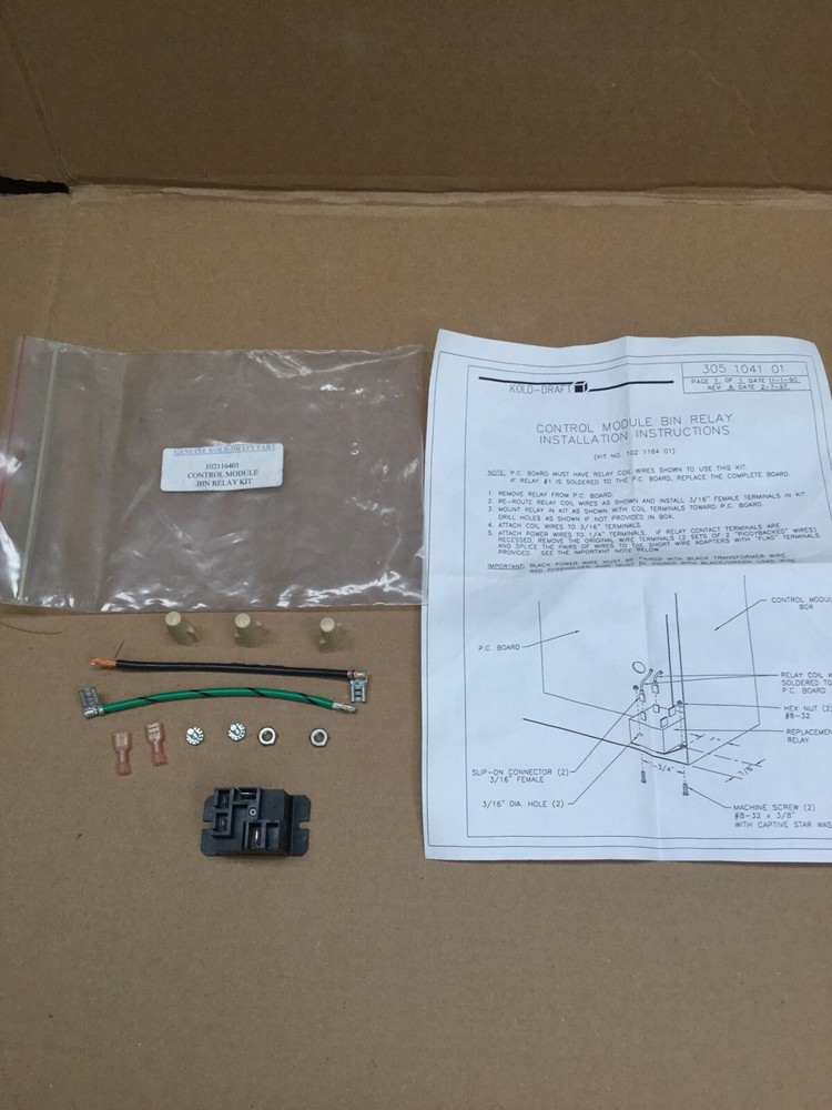 Kold Draft Control Module Bin Relay Kit  P/N 102116401