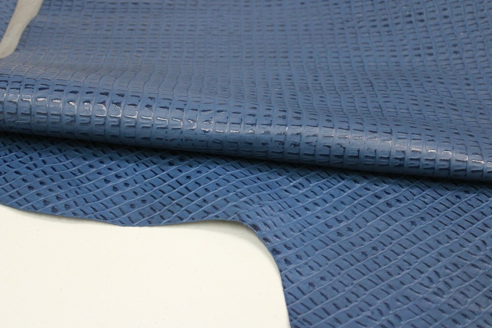 ROYAL BLUE CAIMAN EMBOSSED LEATHER: Thickness 2.5-3 oz. - Leatherworking