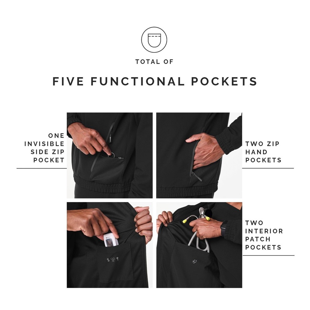 FIGS Cobaki Scrub Jacket for Men — 5 Pockets, Mesh Lining, Breathable Functio...