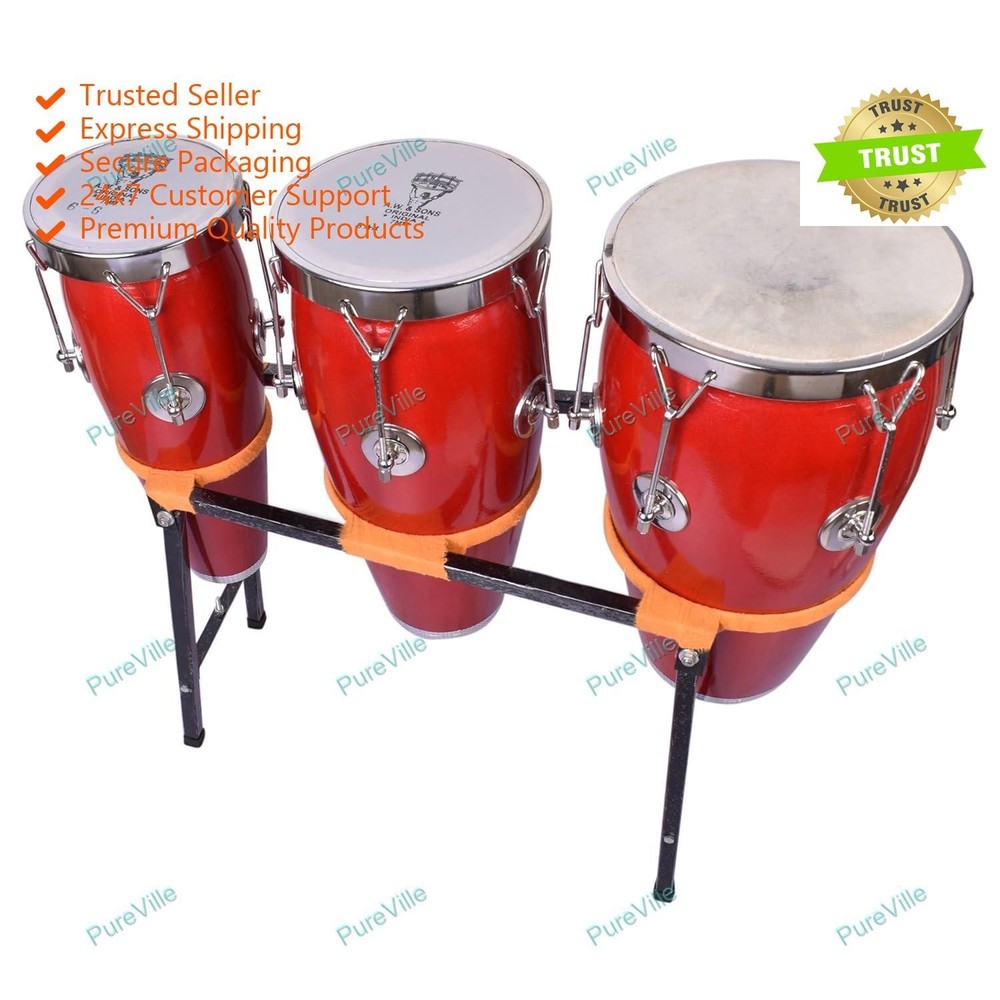 Fibre Congo With Stand Drum Instrument Percussion