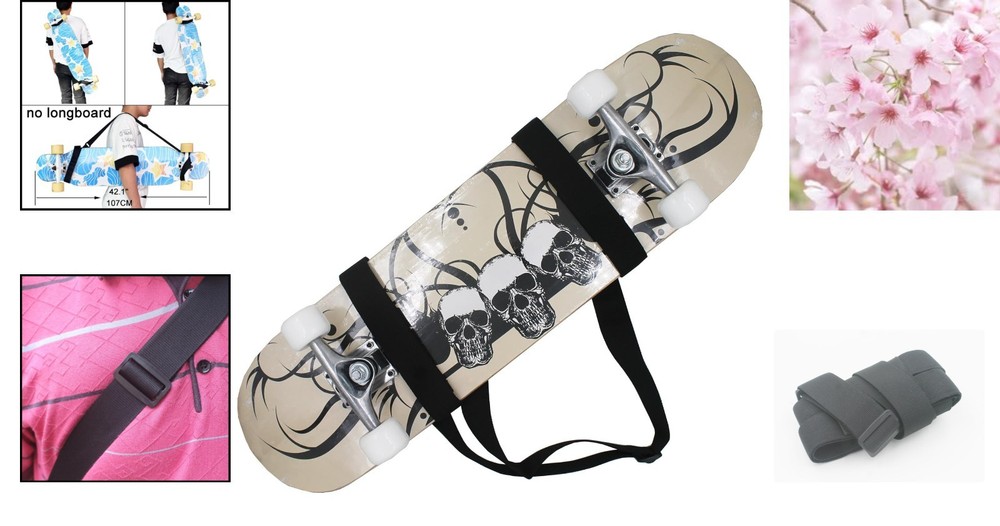 Universal Skateboard Carrier - Adjustable Shoulder Strap & Wall Hook Feature