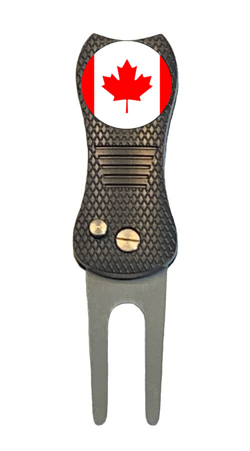 Canada Flag Golf Ball Marker w/ Premium Switchblade Divot Tool