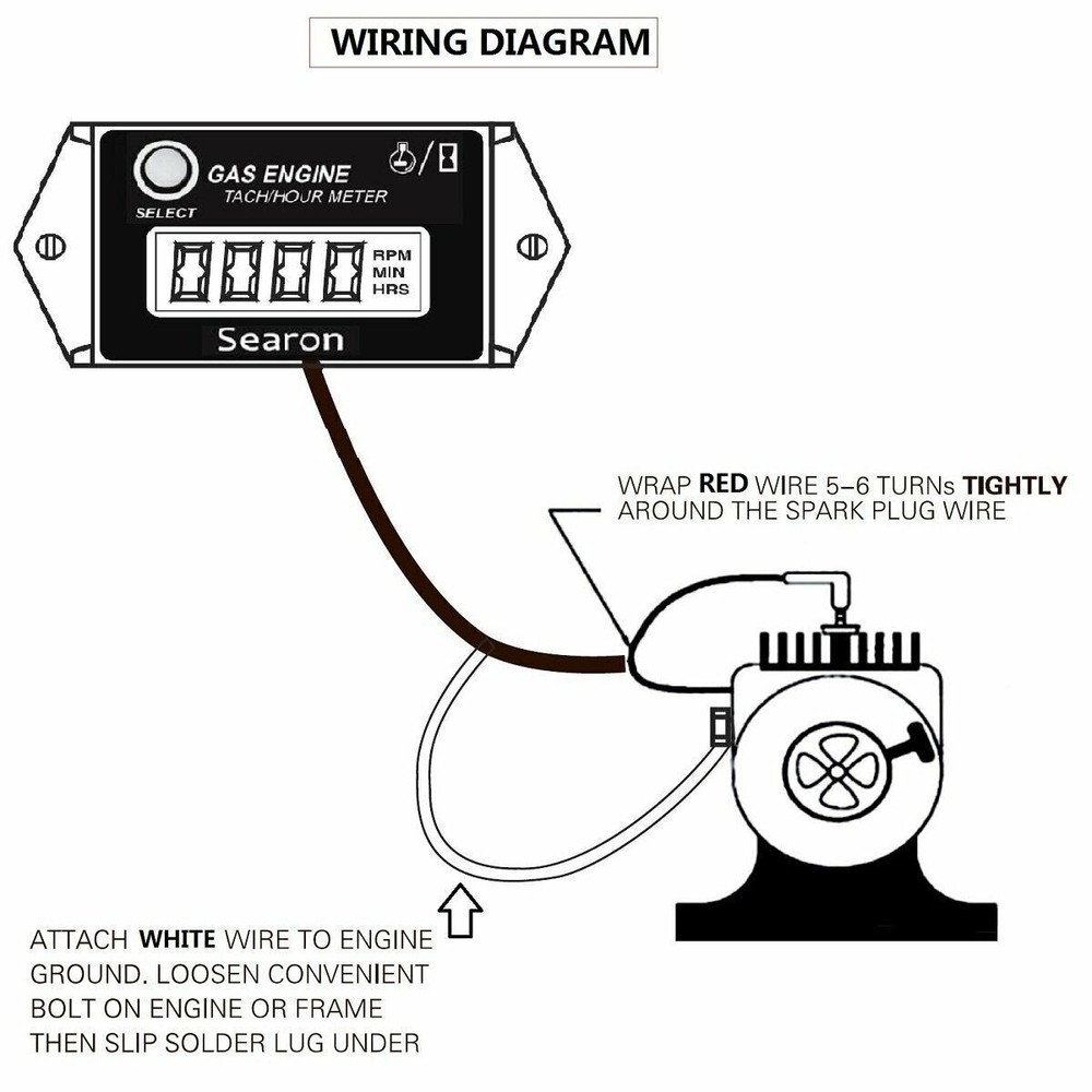 Small Engine Tachometer Hour Meter: Digital Inductive Waterproof Tiny Tach Meter