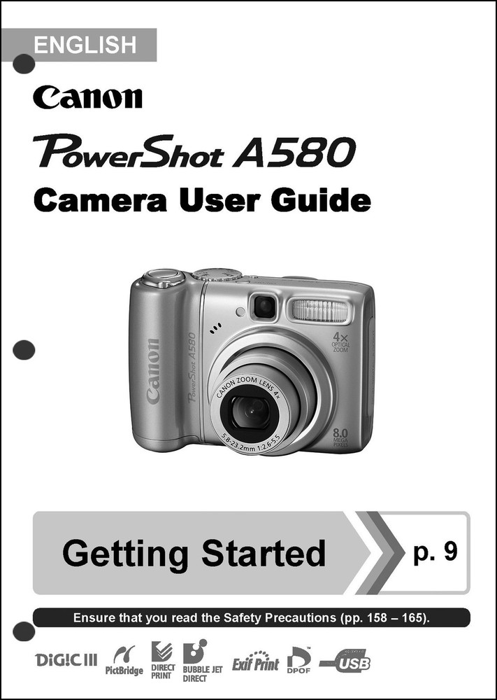 Canon Powershot A580  Digital Camera User Guide Instruction  Manual
