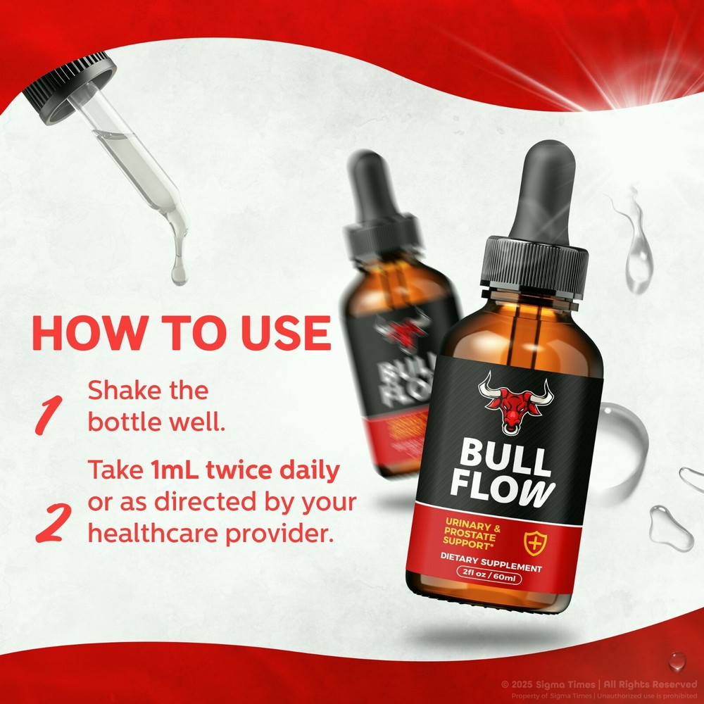 (3 Pack) Bull Flow for Prostate, Advanced BullFlow Drops for Men