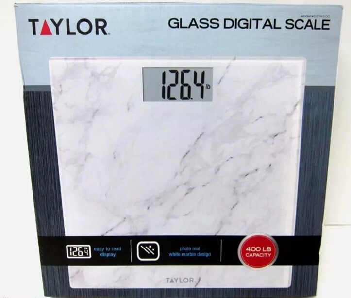 Glass Digital Scale with Marble Design White - Taylor