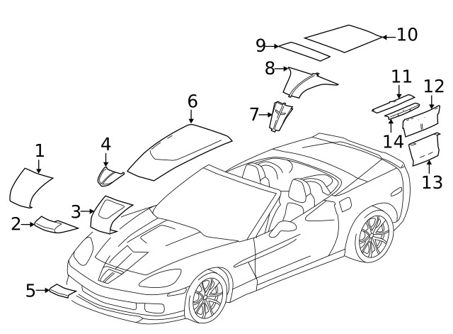 Genuine GM Raw Silver Folding Top Stowage Compartment Panel Decal 22916381
