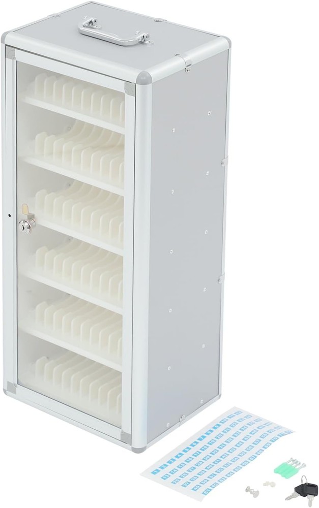 72 Slots Silver Cell Phone Locker Box - Durable & Secure Storage Solution
