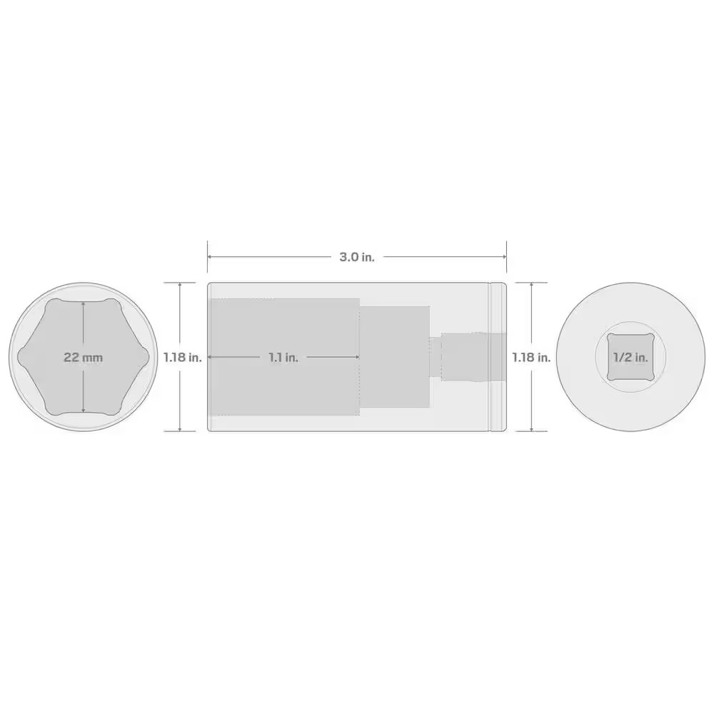 1/2 In. Drive X 3/4 In. Deep 6-Point Socket