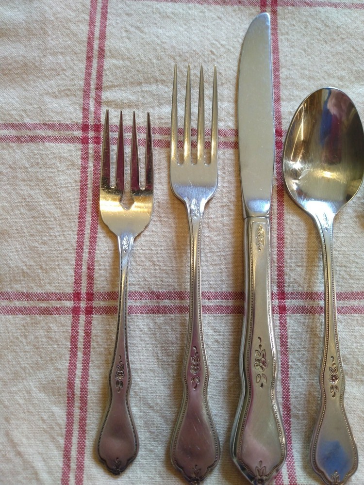 Oneida MORNING BLOSSOM PROFILE- Stainless Flatware - 5 Piece Set burnished
