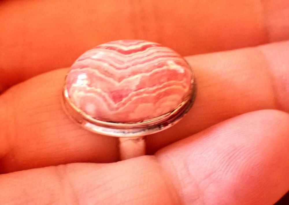 Rhodochrosite Sterling Silver Ring sz 7