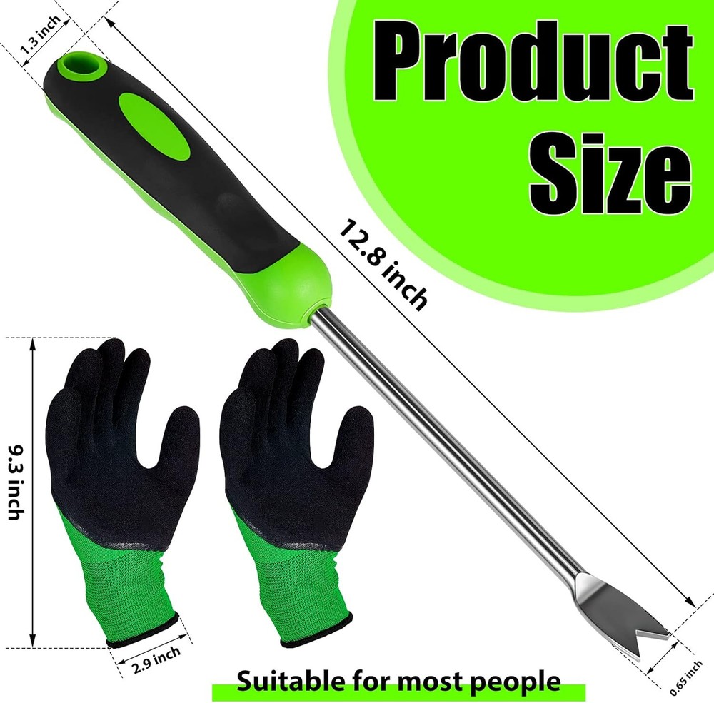 12.8'' Dandelion Weed Puller Tool with Soft Handle Polished Stainless Steel Gard