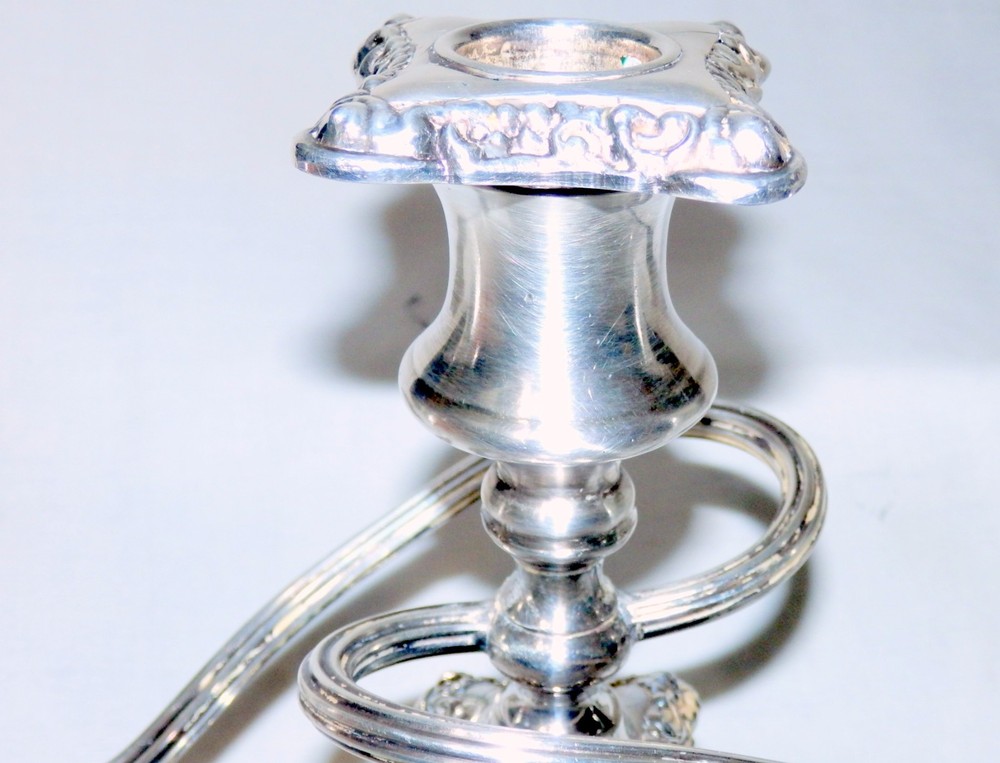 Three (3) Arm Silver Plate Candelabra - Very Nice!