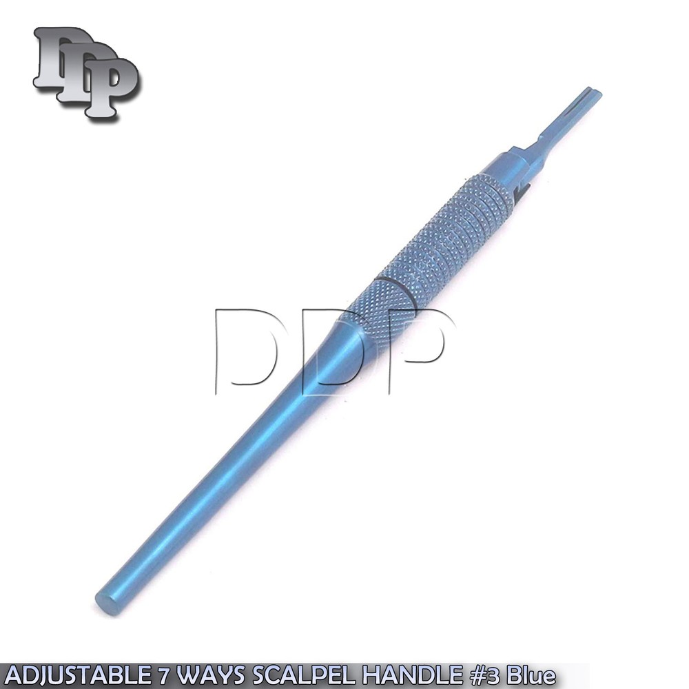 ROUND PATTERN ADJUSTABLE 7 WAYS SCALPEL HANDLE #3 Blue Coated SURGICAL