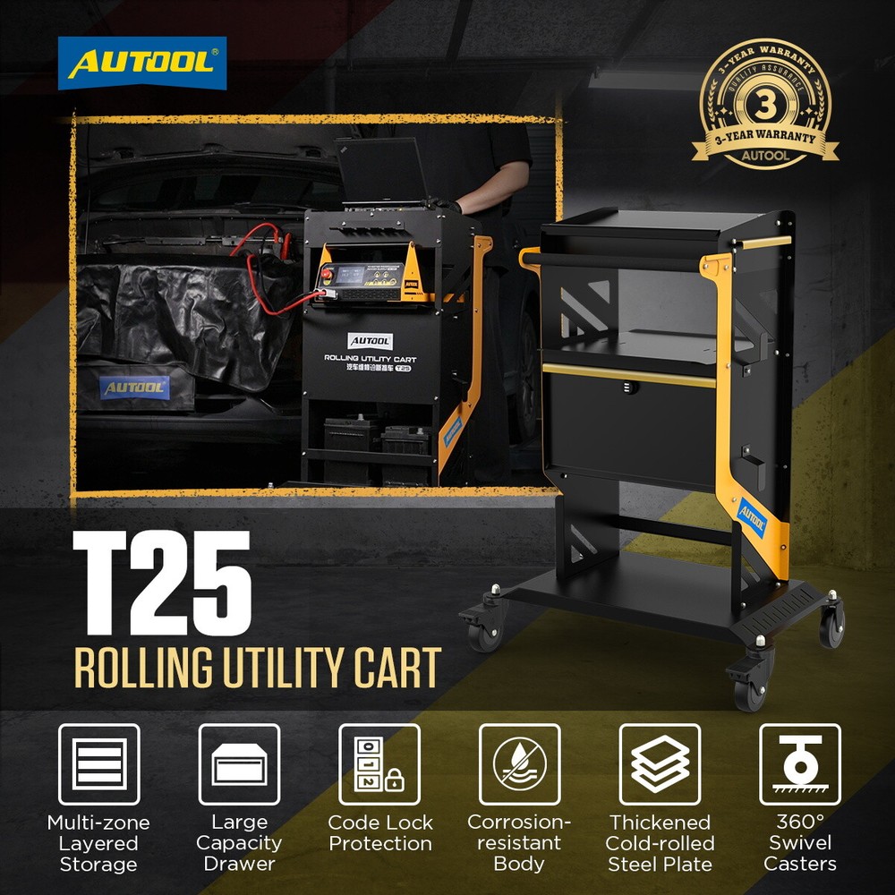 Tool Trolley Workshop Cart Heavy Duty Garage Roller Cabinet DIY with Code Lock