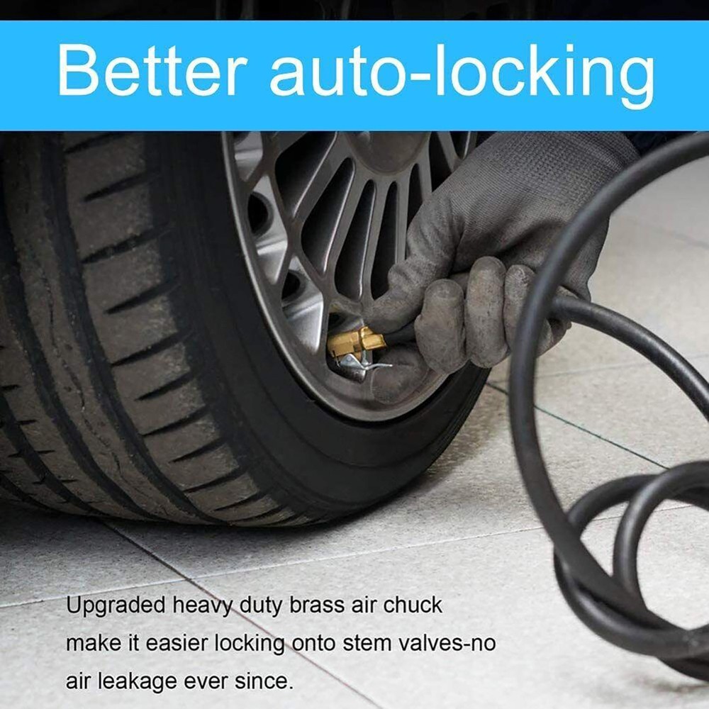 2Pcs 8mm Open Flow Air Chuck with Lock Connector Tire Inflator Valve
