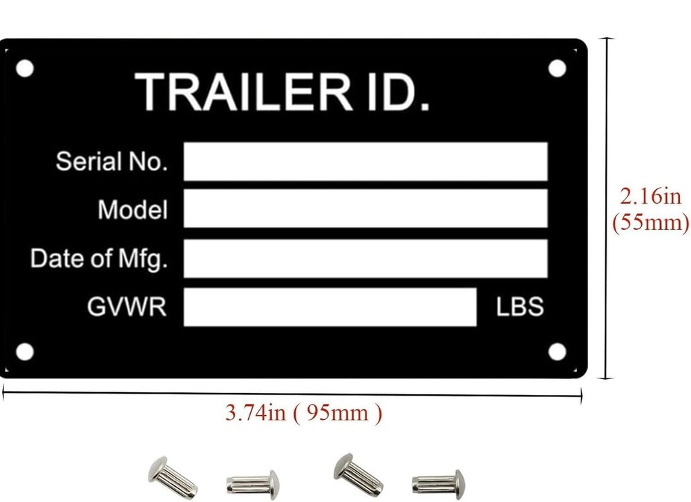 Blank Trailer VIN ID Plate Data TAG Serial Model Number Identification VIN Se...