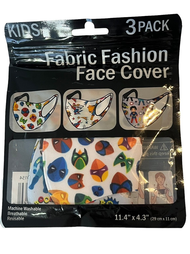 Kids Superhero Facemask Washable NEW 3 Pack