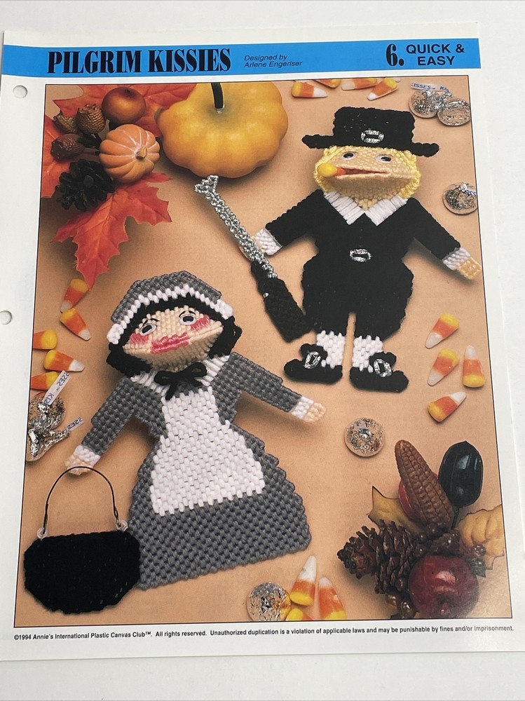 Annie's Attic Pilgrim Kissies  Plastic Canvas Pattern