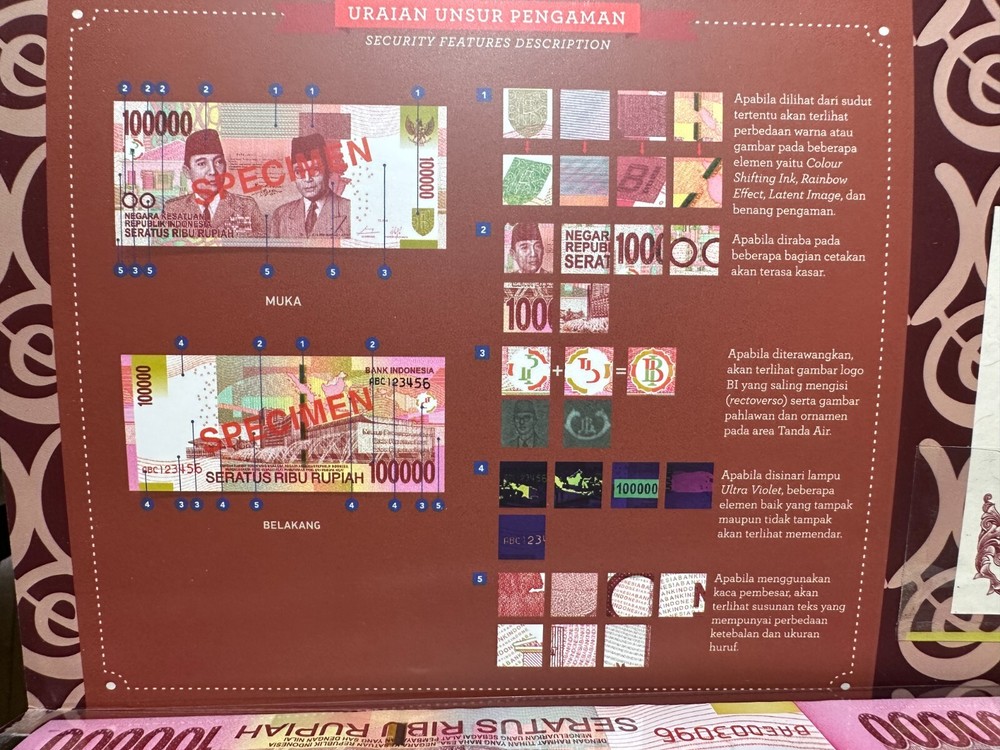 Indonesia 100000 Rupiah 2014 UNCUT notes 4x1 With Folder & Certificate