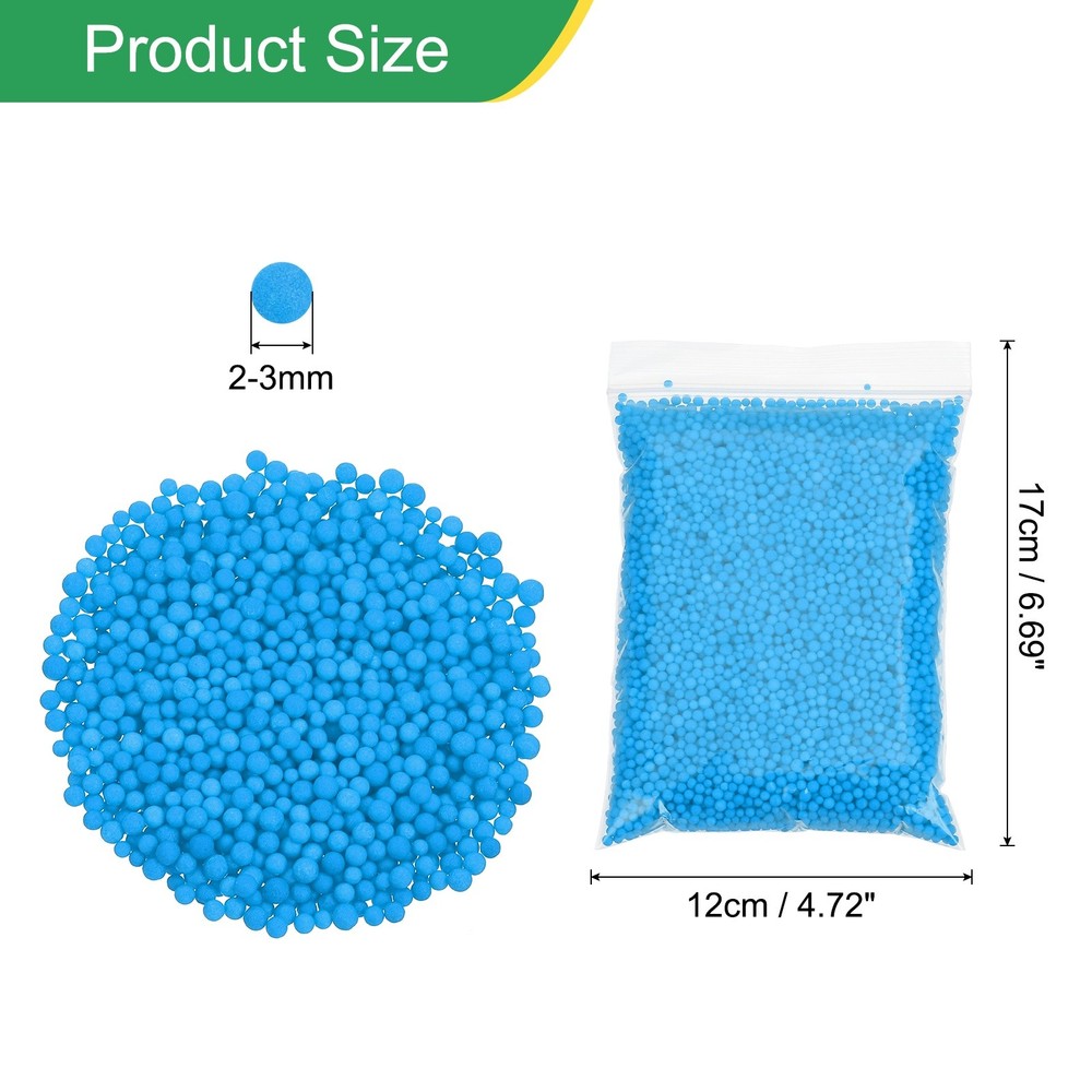 Foam Beads, 2-3mm Mini Small Balls Polystyrene Beads Blue