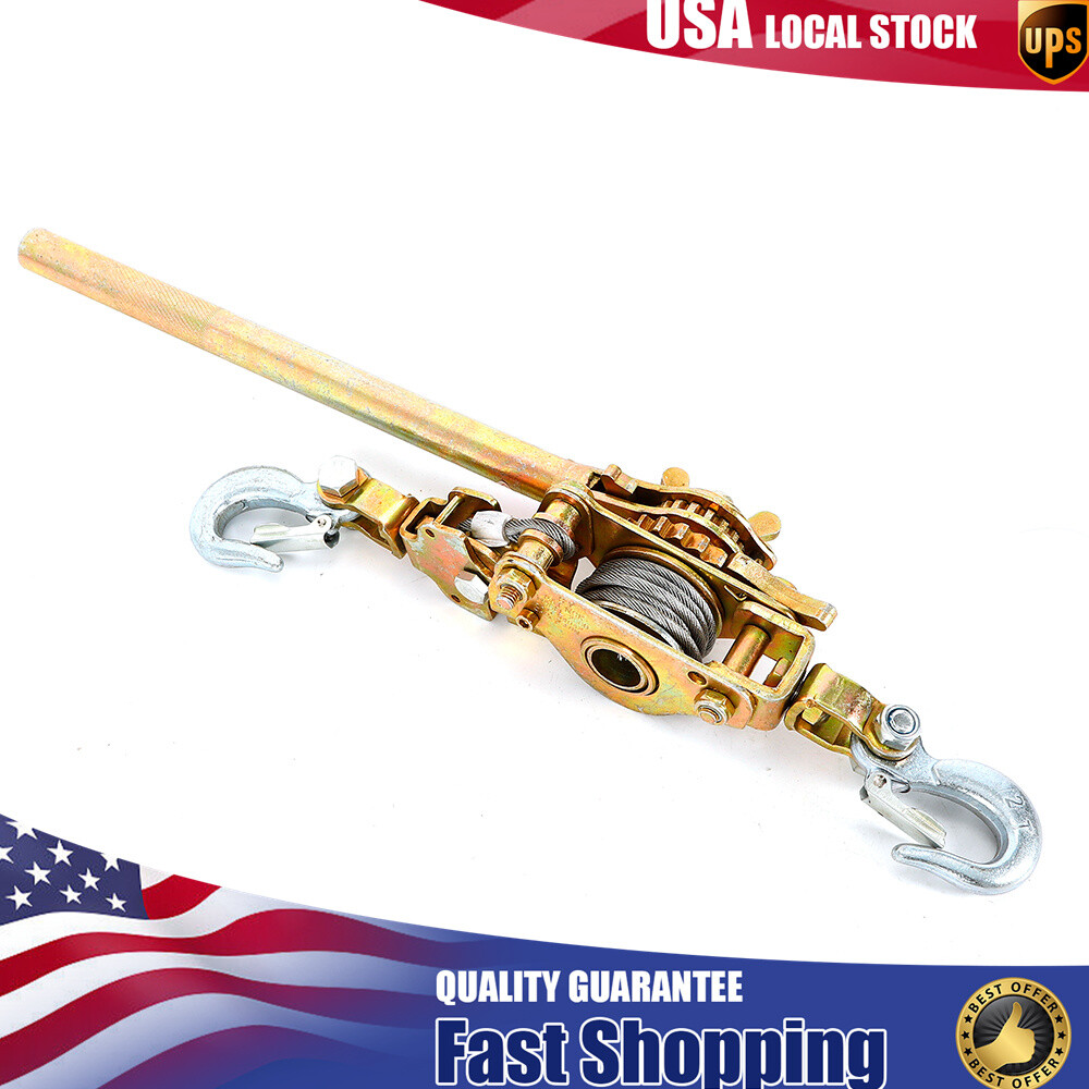 2 Ton Hand Puller Heavy Duty Winch Pull Hoist Come Along Cable Double Hook Cable