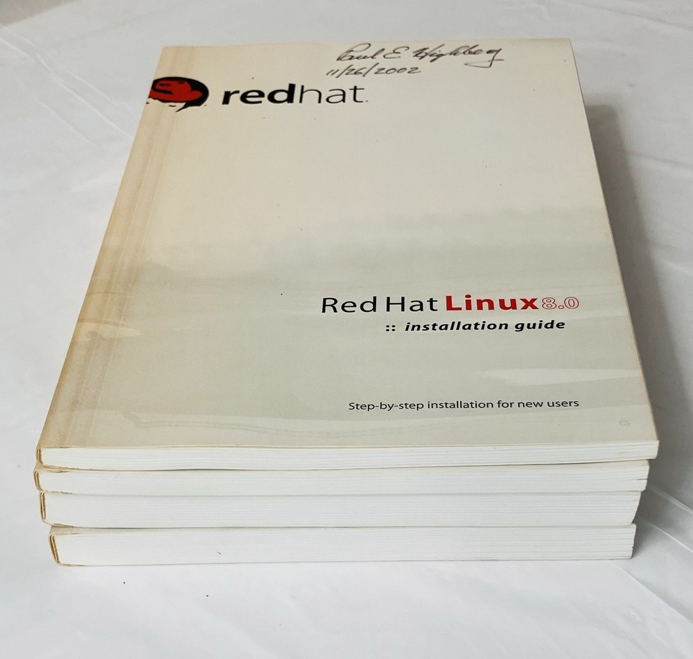 Red Hat Linux 8.0 Manual Set 6 pc Vintage OS Installation Reference Guides 2002