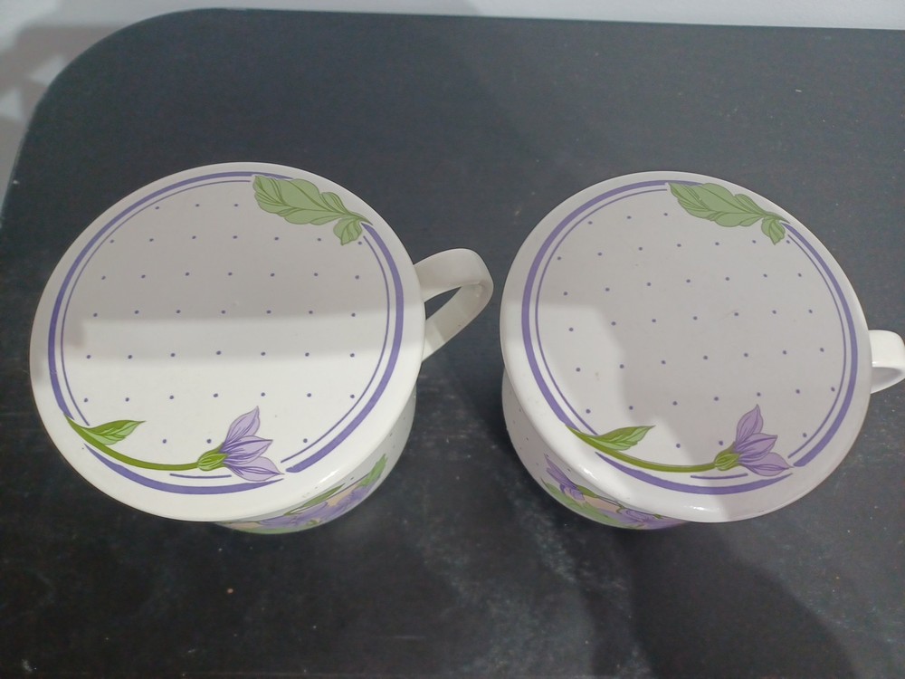 Vintage Papel Ceramic Tea Infuser Mugs With Lids No Strainer