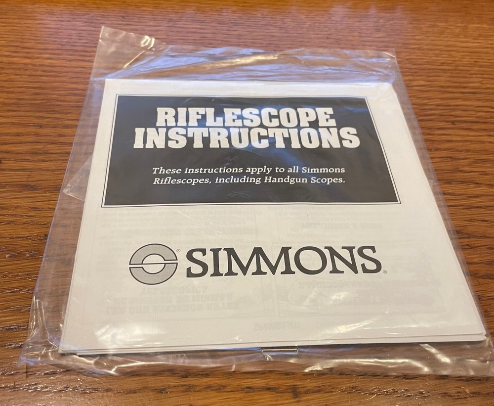 Simmons Riflescope Instructions - Manual 1995
