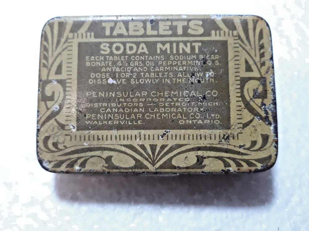 Peninsular Chemical Co. Soda Mint Tablets tin