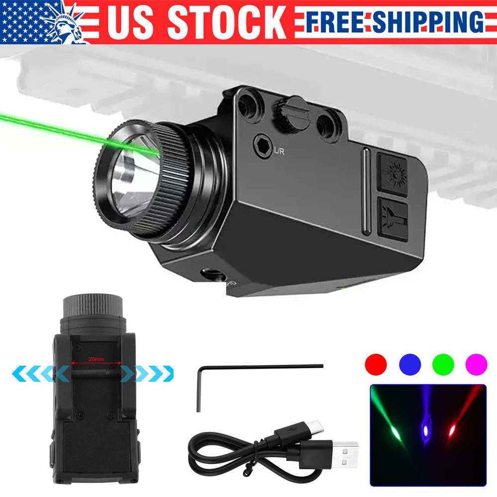 NEW LED Flashlight Combo Laser Sight 800LM Rechargeable Quick Release Rail Mount