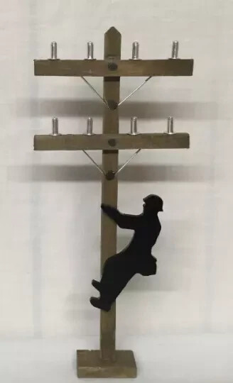 LINEMAN POLE & Silhouette Climber | cake decoration | 12” Miniature Utility Pole