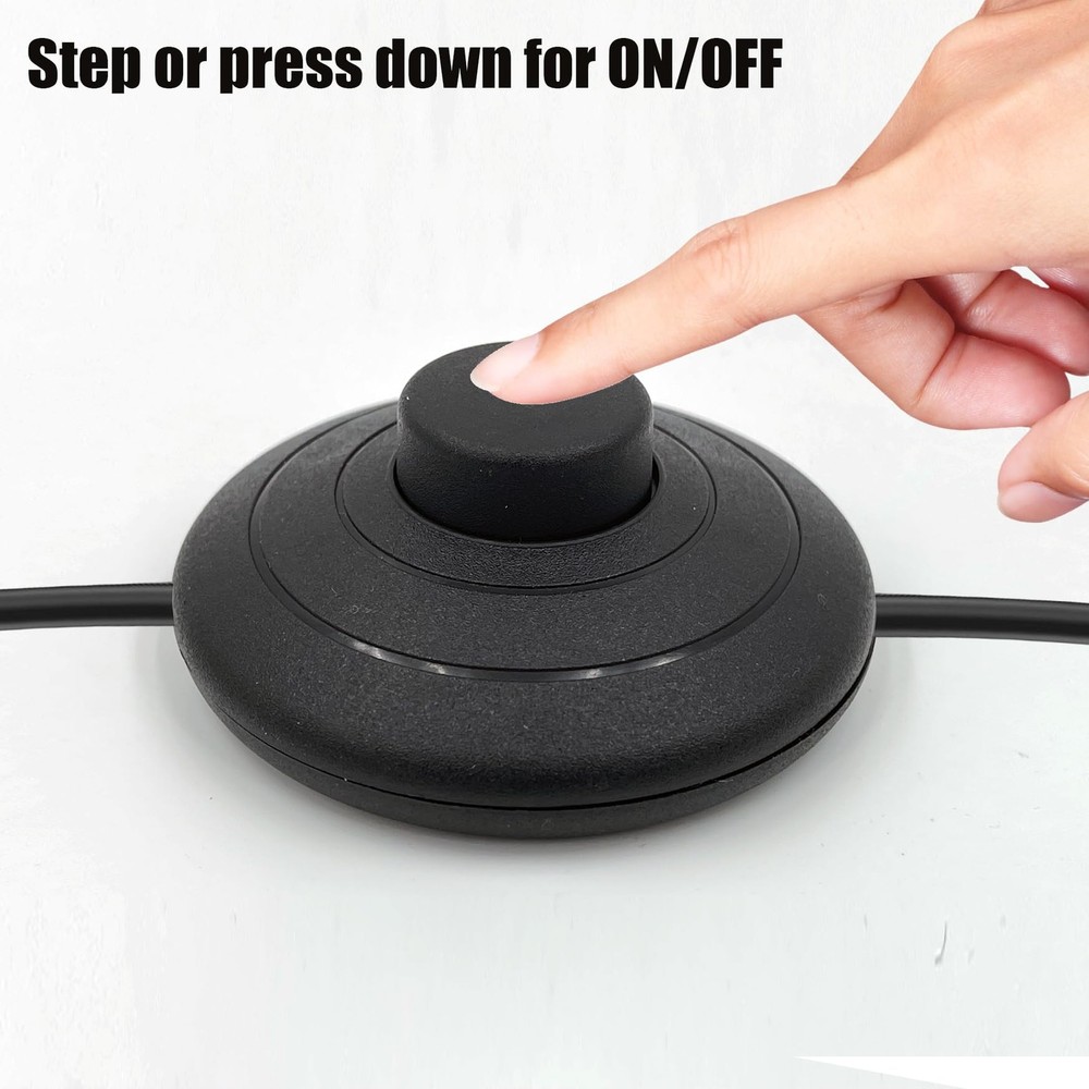 Foot Pedal Switch Round Inline Step-on Button Floor Lamp Control Black 4 PCS