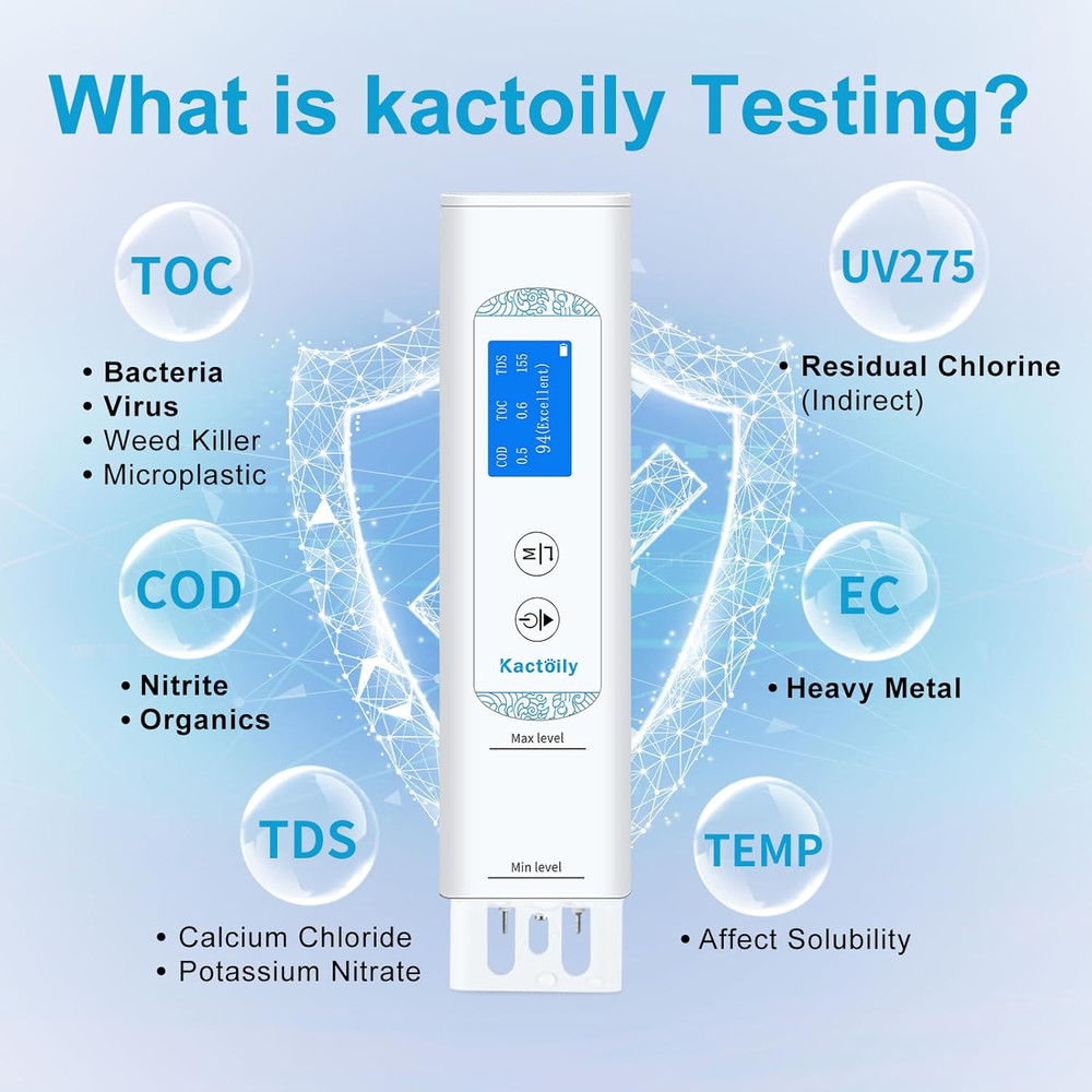 6 in 1 Digital Water Tester for Drinking Water, Lab Grade Toc/Cod/Ec/Uv275/Temp/