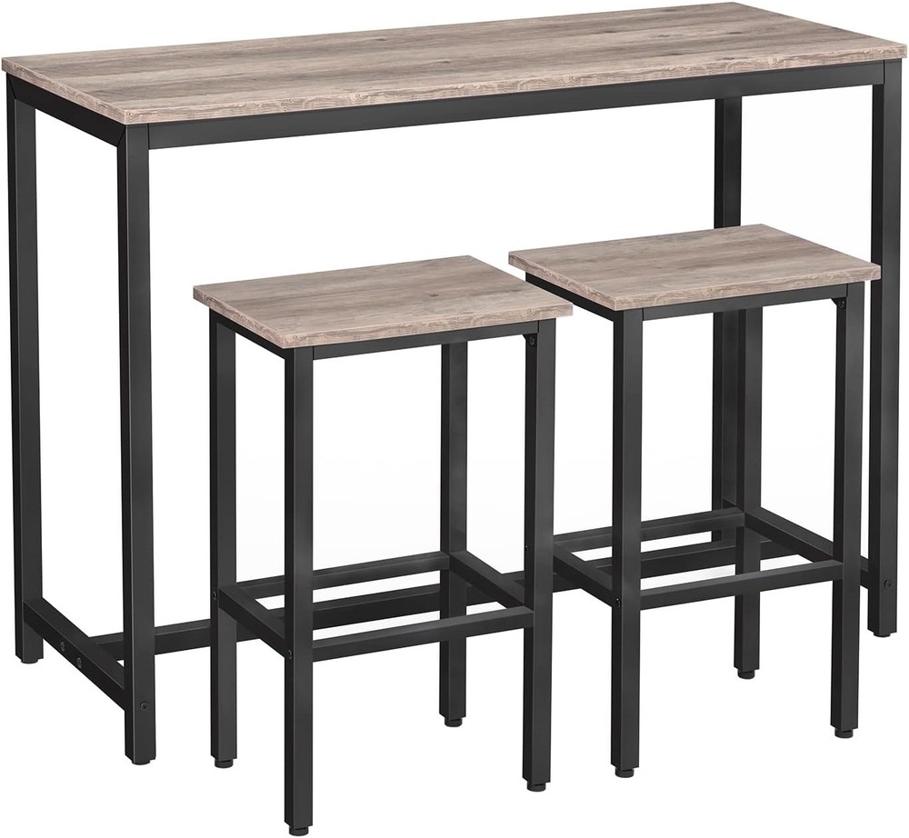 Bar Table & Chairs Set 47.2” Rectangular Pub Table W/ 2 Stools Small Space High