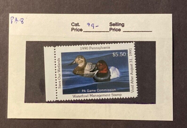 1990 PENNSYLVANIA Duck PA8, MFNH