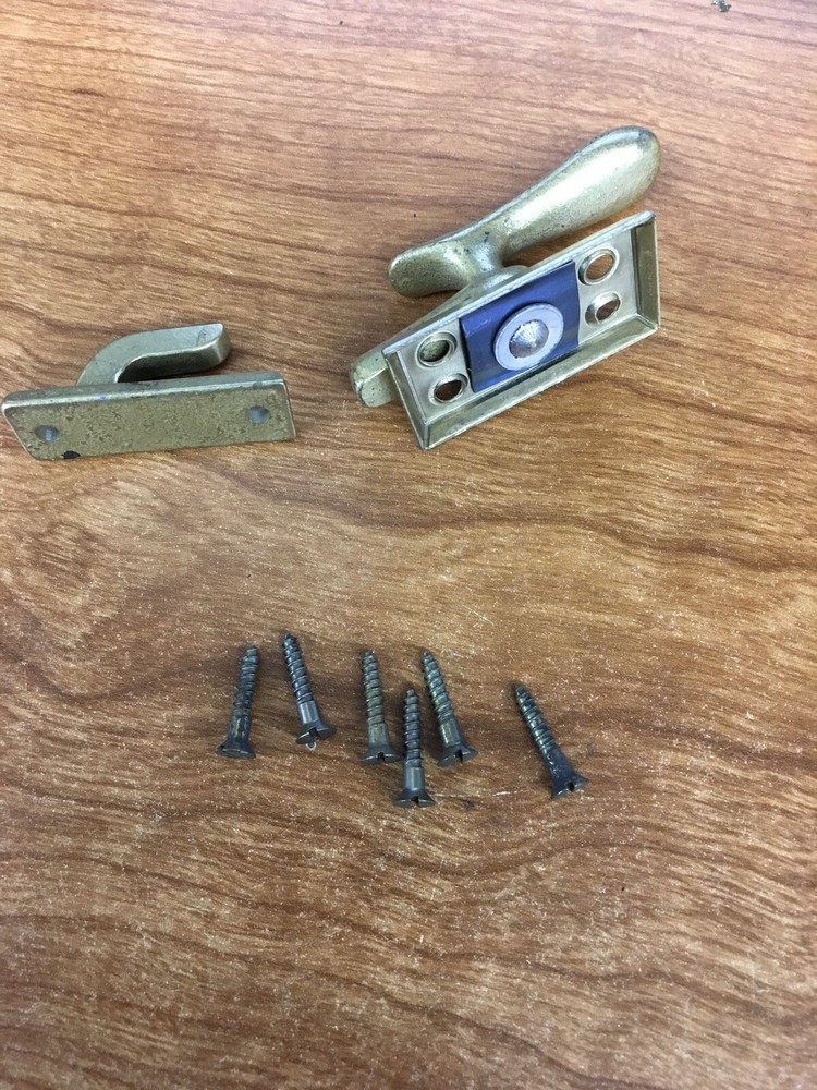 12 SOLID BRASS CABINET/CUPBOARD SHOWCASE FASTENER Latch Lock