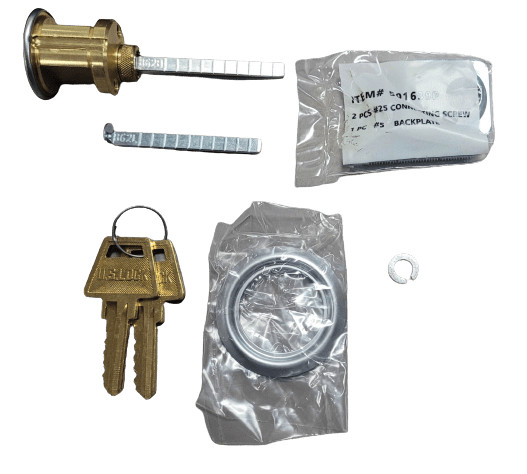 2-PACK US Lock Rim Cylinder Solid Brass SX Keyway Chrome KA2