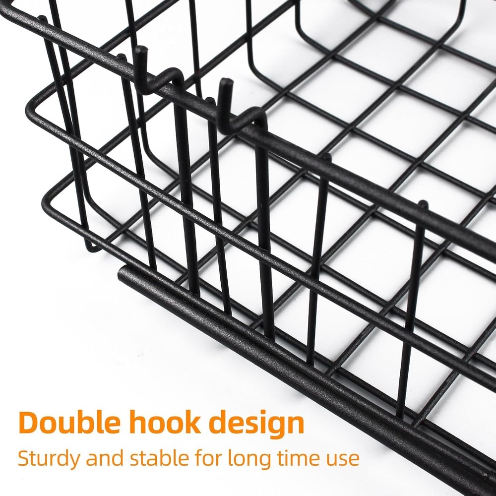 4 Pack Pegboard Baskets Hooks Set, Square Style 4 Size Peg Board Organizer Baske