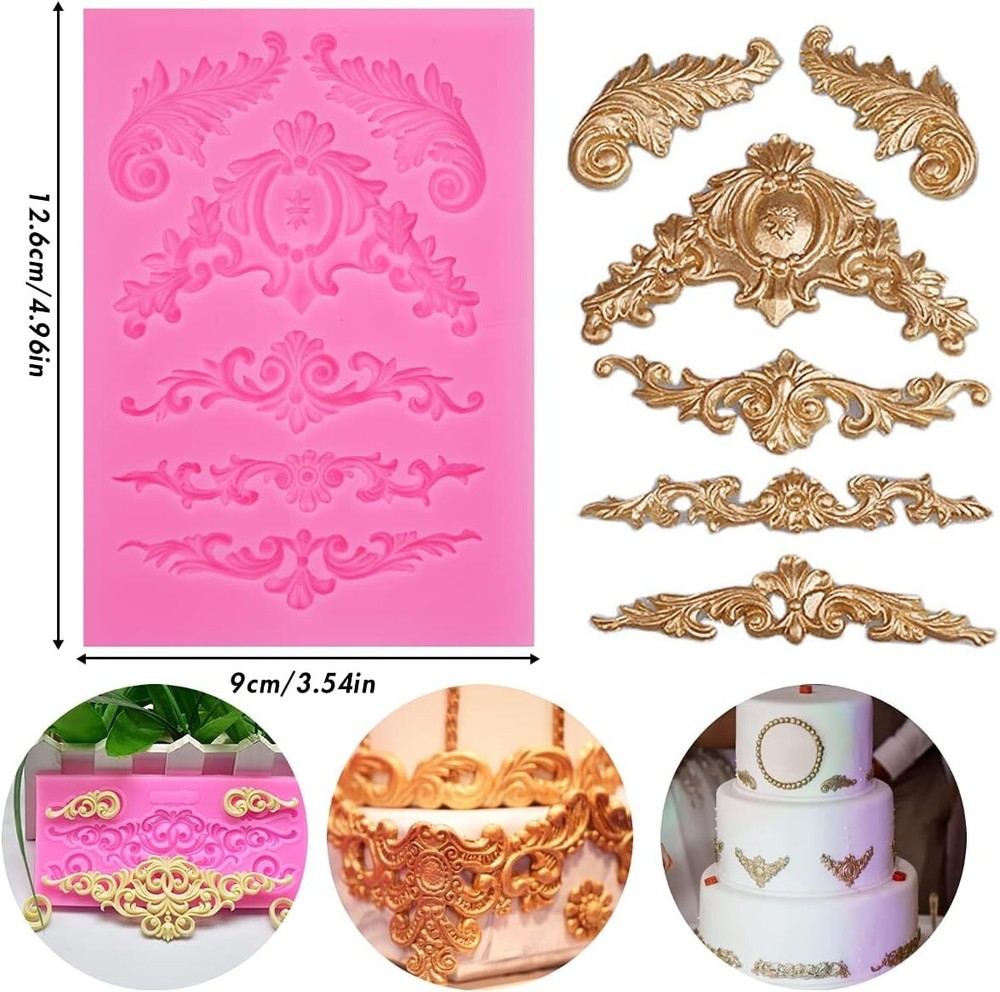 Baroque Style Silicone Molds: 5-Piece Set for Creative Cake & Craft Projects