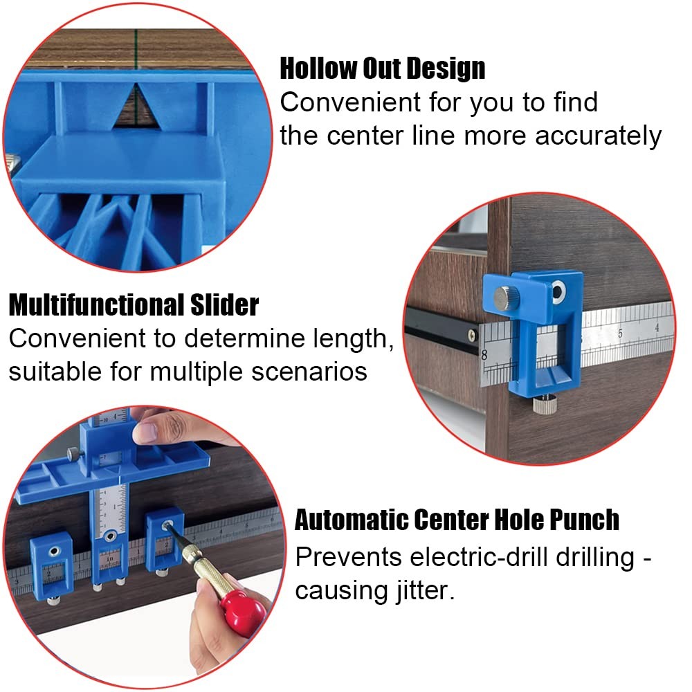 Cabinet Hardware Jig, Cabinet Handle Jig with Automatic Center Punch, Avoid J...