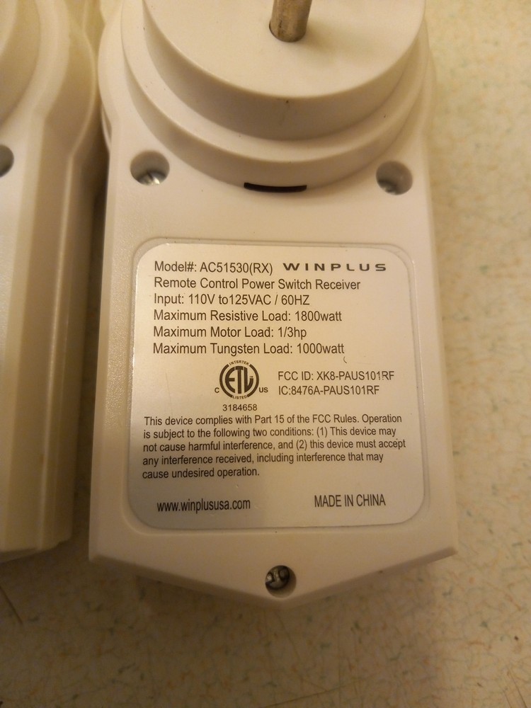 2x Winplus AC51530(RX) Control Power Switch Receivers Only