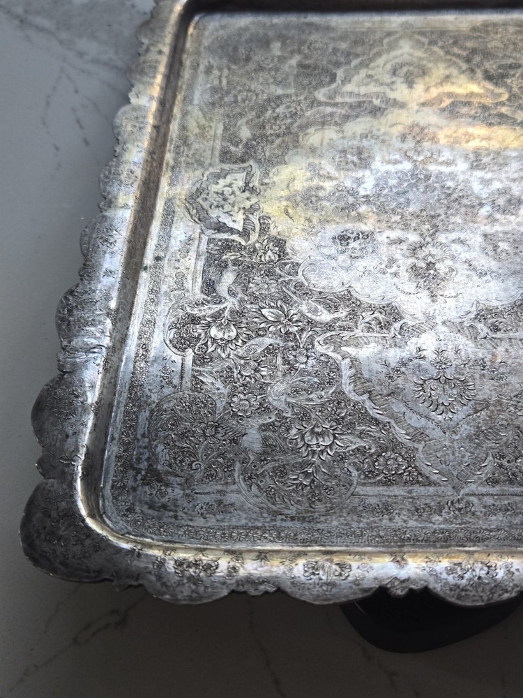EXCEPTIONAL GENUINE ANTIQUE MIDDLE EASTERN SILVER TRAY